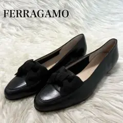 FERRAGAMO 黒　リボン付き　パンプス