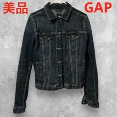 【美品】Gap ダークブルー デニムジャケット 上着 羽織物 クリスマス XXS