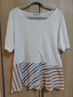 ZARA ストライプ柄 Tシャツ Lサイズ