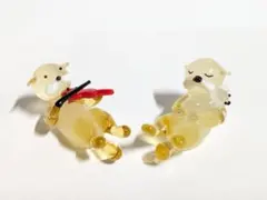 ガラス細工　ラッコの家族