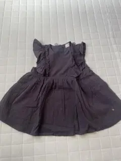 ダークグレー フリルノースリーブトップス