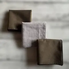 ハンドメイド　ランチクロス　ランチョンマット　カーキ　無地　ストライプ　3枚