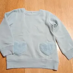 ハートポケット付き トレーナー ライトブルー