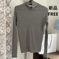 心*音様 新品 春夏 大人 グレー タートルネック 長袖 トップス