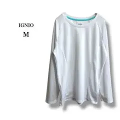美品【IGNIO】イグニオ　メッシュロングTシャツ　長袖カットソー　白　M 部活