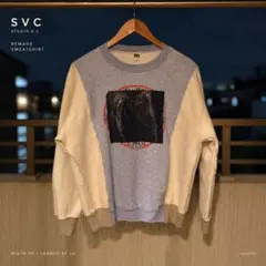 SVC リメイクスウェット 切替 ラバー加工 グレー×生成り 短丈