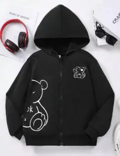 SHEIN購入 ベア柄パーカー ブラック 11Y