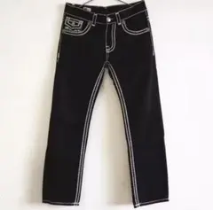 True Religionブラックストレートデニムパンツ