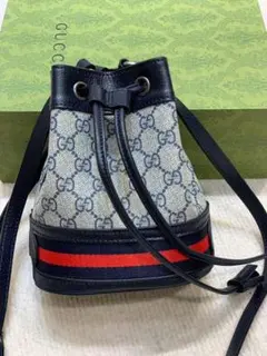 GUCCI GGパターン バケットバッグ ネイビー