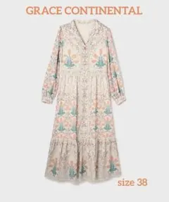 グレースコンチネンタル26SS現行販売今期物・フラワーパターンプリントワンピース