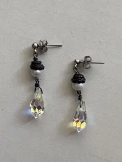 淡水パールとスワロフスキーオーロラクリスタル ピアス☆ 新品◯未使用