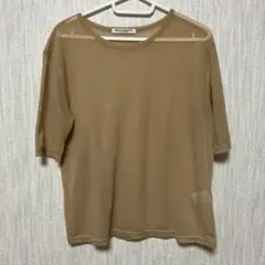 シアー　カットソー　半袖　Tシャツ　ベージュ　ブラウンのサムネイル