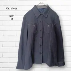 リッチリバー シャツ デニム風 シャツジャケット M ​やわらか素材 羽織り