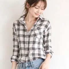 美品✨ロンハーマン チェックネルシャツ 長袖 カジュアル コットン 細見え 羽織のサムネイル