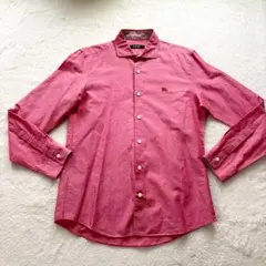 美品　バーバリーブラックレーベル　長袖シャツ　ピンク系　M リネン昆