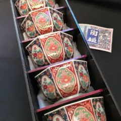 有田焼 小鉢揃 八角鉢 5客 色絵 窓絵 花絵