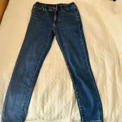 ダークブルー スキニーパンツ ゴムウエスト