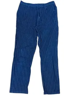 earth music&ecology 長ズボン ストライプ ネイビー Lサイズ