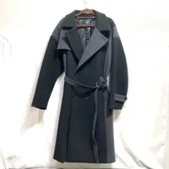 HARE ロングコート　ブラック&グレー　バイカラー