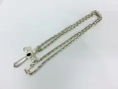 シルバー製 クロスネックレス ターコイズ風ストーン 60cm ゴローズ系 