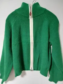 ジッパーニットカーディガン　グリーン