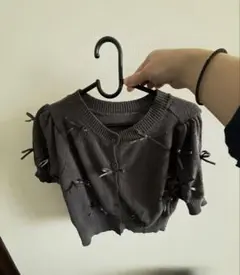Heather パフスリーブ ニット半袖 リボンのサムネイル