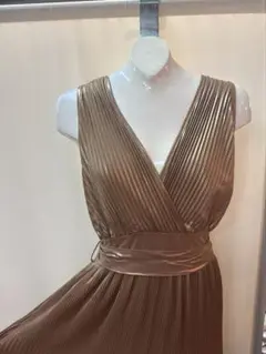 ゴールド プリーツ ロングドレス 演奏会