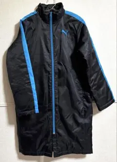 PUMA フード付きベンチコート 160㎝ ブラック×ブルー