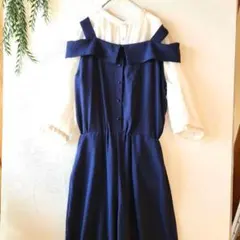 INGNI『M』オフショルダー ネイビー ジャンプスーツ ワイドレッグのサムネイル
