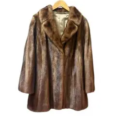 ミンク リアルファーコート ロング 毛皮 茶 フリーサイズ 茶 wnc サンマルコファー SAN-MARCO FUR 毛皮コート 茶 ミンク