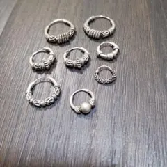 シルバー製フープピアス8個セット