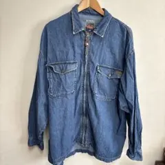 古着　デニム　ジップシャツ　ビッグシルエット　XL メンズ