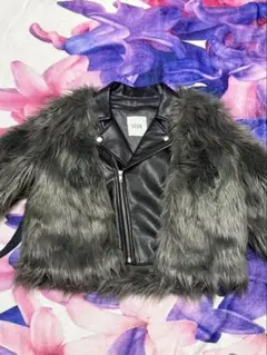 GYDA フェイクファー ライダースジャケット ブラックのサムネイル