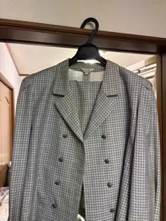 最高級シルク混レリアン】 イタリア製生地 ダブルスーツ ギンガム 