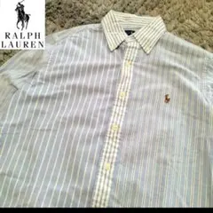 90's ポロラルフローレン　マルチストライプ ポニー ロゴ刺繍 BDシャツ