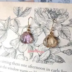 ピンクアメジスト×シトリンのシェルピアス14KGF