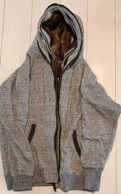 メンズILLIS フード付きジップアップパーカー グレーXL