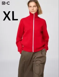 ユニクロC ミラノリブフルジップカーディガン レッド XL 赤 UNIQLO