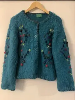 立体 刺繍 ニット カーディガン セーター 古着 レトロ