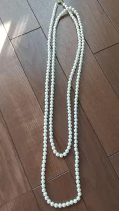 ホワイトパール 二重巻きロングネックレス