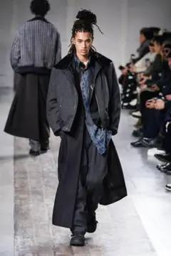 Yohji Yamamoto POUR HOMME レザーカラーロングJKTのサムネイル