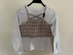 JENNI チェック柄キャミソール重ね着長袖Tシャツ
