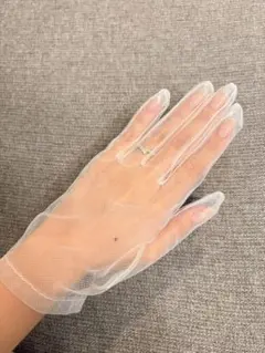 【美品】桂由美 ウェディンググローブ ショート 透け感 ネイル映え 結婚式