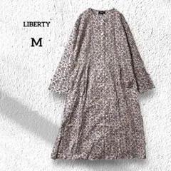 リバティ【M】長袖ワンピース 小花柄 綿100% 日本製 フロントボタン