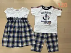 男女双子　ミキハウス　ワンピース　トップス　ズボン　120サイズのサムネイル