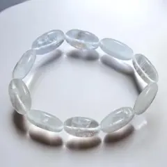 天然石　ミルク水晶　オーバルビーズブレスレット　13mm クウォーツ