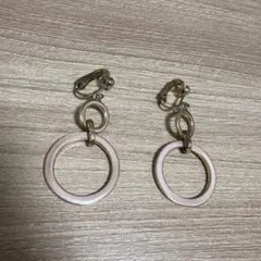 ピンク　ゴールド　フープイヤリング