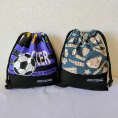 コップ巾着袋 サッカーボール柄 2点セット キナリ - メルカリ