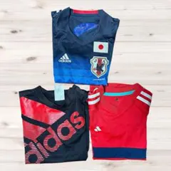 198. 【人気のアディダス】サッカー ウェア 3枚セット　130 半袖シャツ