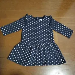 PETIT BATEAU ドット柄ワンピース 12m　74cm　ネイビー
